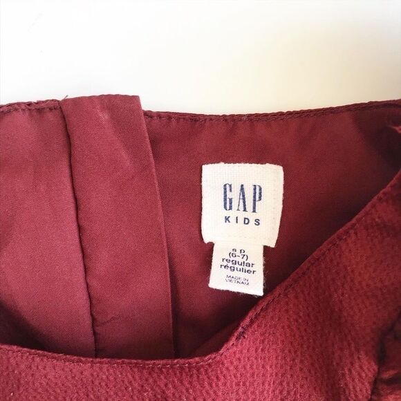 Gapkids maroon textured ruffle dress GUC S(6-7Y) - Picture 3 of 4